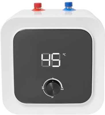 Scaldacqua elettrico istantaneo, 8 l, piccolo scaldabagno istantaneo, 1500 W, 220 V, mini scaldabagno con indicatore di temperatura LED leggibile, 30 – 65 °C (8 l A)