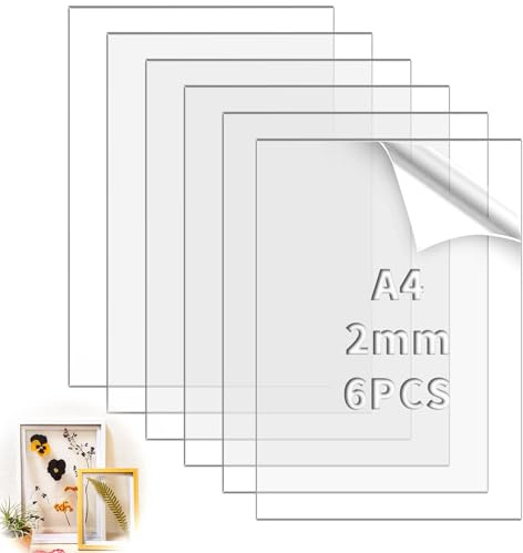 TXXATX 6 Stück Acrylglas Platte Transparent 29,7x21cm(A4), 2mm Scheibe | Acryl Platte, für Fotorahmen, Malerei, Projektausstellung, DIY-Projekte, Fahrpläne, Tischschilder