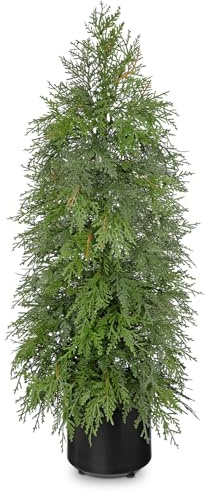 Arborus 90 CM Weihnachtsbaum Künstlich im Schwarz Topf Künstliche Zypresse Kuntbaum Weihnachtsdeko Grün Dekobaum Tisch Balkon Flur Winter Deko Adventsdeko Wohnzimmer Schlafzimmer Badezimmer Küche Deko
