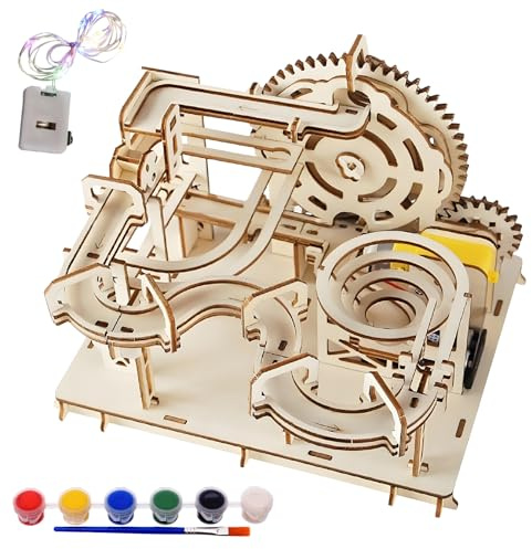 3D Wooden Puzzles for Adults - Electrical Marble Run Wooden Model Kits Assembly 3D Puzzle Mechanical Model Building Craft Kits for Teens and Adults