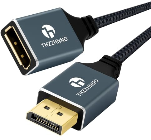 Thzzhnno DisplayPort Verlängerungskabel 5M, DisplayPort 4K Stecker auf Buchse Kabel Unterstützt 4K@60Hz für Gaming Monitor, Grafik