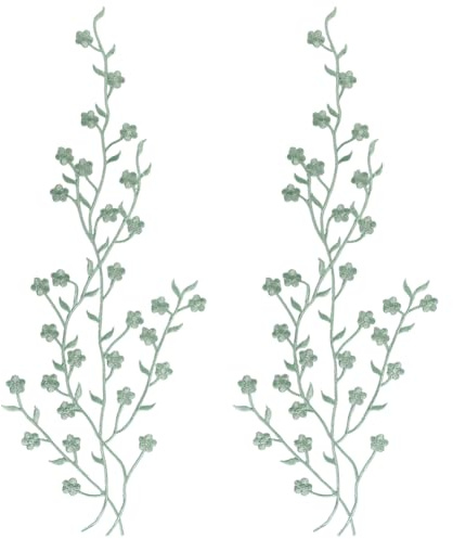 CRASPIRE 2 pz. Applique con Fiore di Prugna Verde Toppa Ricamata in Pizzo Floreale Adesivo in Tessuto da Stirare e Cucire Abbellimenti Ricamati per Abiti Fai da Te Accessori Artigianali Decorazioni.