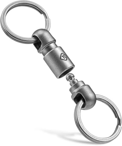MecArmy CH24 Key Ring Detachable Connector – 360° Double-Ended Rotating Titanium Keychain with Quick Release, Key Organiser for Everyday Carry, Multi-Tools, Car, Backpacks, Carabiner, Camping & Travel