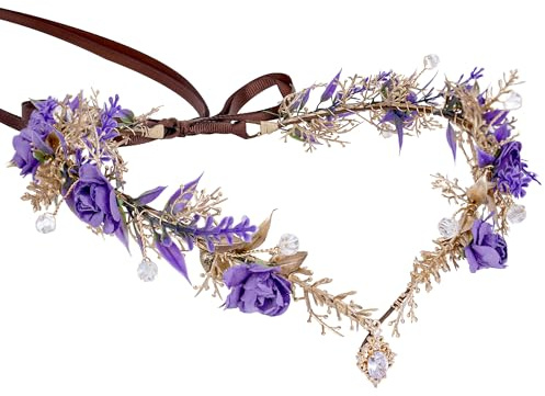 MOSTORY Elfen Krone Blumenkranz Haare für Faschingskostüme Karneval Renaissance Fest, Waldkopfband Frauen für Feenkostüm Elfen Cosplay