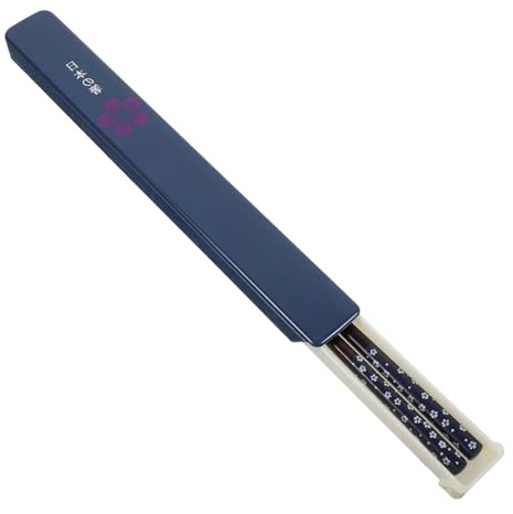 FUNNETOYU Palillos Chinos Hogar Palillos De Madera Reutilizables Antideslizantes Color Azul Con Diseño De Flor De Cerezo Juego Para Uso Diario y Picnic Con Caja De Almacenamiento