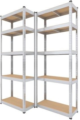 BAUSOKOL Schwerlastregal 180x70x30 cm, 2 STK, Verzinkt, 875kg MDF Böden | Tragkraft 875kg Lagerregal, Werkstattregal, Kellerregal, Schwerlastregal, Steckregal, Regal wand, Standregal, Kleines regal