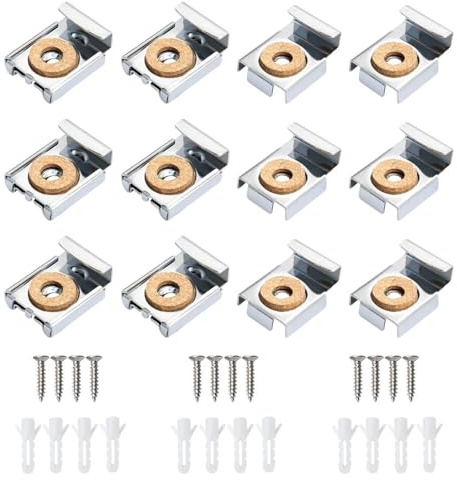 IDNVFY Support Carré En Acier Inoxydable En 12 Pièces Avec Vis, Outils De Fixation De Miroir, Accessoires De Montage De Miroir, Support De Support D'Image, Conception De La Plate-Forme Antidérapante.
