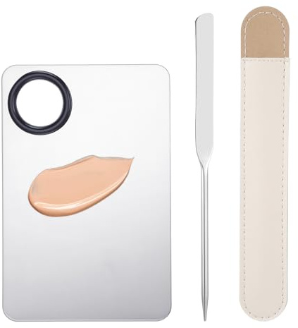 Make Up Palette, Makeup Spatel und Paletten Set, edelstahl palette makeup, Edelstahl Make-up Mischpalette mit Spatel Werkzeug für Foundation Lidschatten Lippenstifte Nagelkunst