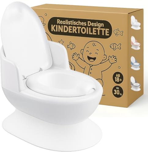 DOCARI Kindertoilette ab 1 Jahre in realistischer Optik weiß – Töpfchen für Kinder von 1 bis 4 Jahre rutschfest & stabil – Kinderklo Baby WC Toilette Potty Training Toilet