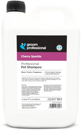 Groom Professional Cherry Sparkle Dog Shampoo (4 L) – Salon Size 10:1 Concentrate, Enriched with Cherry Extracts for Shine & Condition, Deep Cleansing & Fruity Fragrance, UK