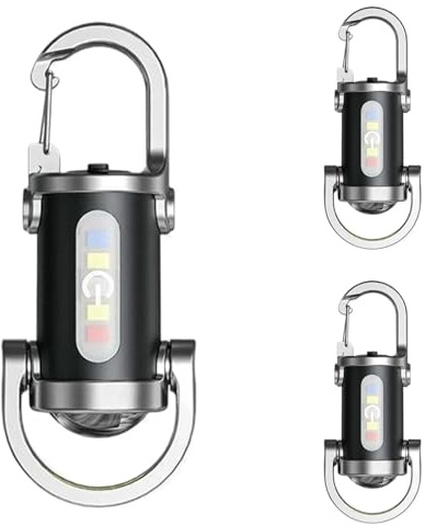 Générique 3 Pièces Lampes Porte-Clés,Torche de Poche Rechargeable,Puissante et Étanche pour Randonnée Travail Nuit et Activités Extérieures