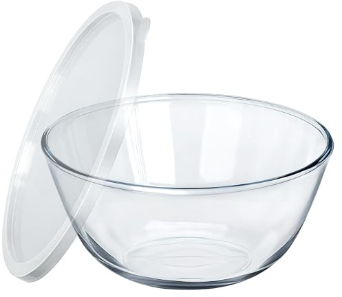 OZY Large Glass Bowl for Sourdough Bread Making,4.9 Quart Glass Mixing Bowl for Sourdough Bread with Lid,Large Glas Salad Bowl,Kitchen Salad Bread Storage