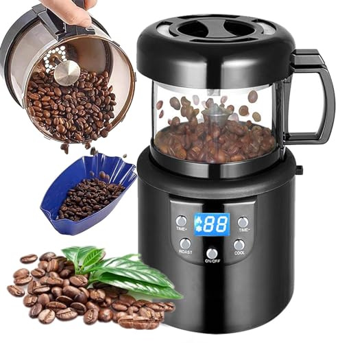 DEaThsalL 1400w MáQuina Tostadora De Granos De Café, con Temporizador Y Pantalla Led, Mini EléCtrico, Calentamiento Uniforme/Sin Humo, para Uso DoméStico (100g)