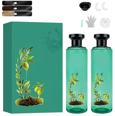 Long-Lasting Botanical Essential Oil Hair Dye, Mild Formula Long Lasting Hair Dye Set, Plant-Based Hair Color for Gray Coverage (Natural Black)