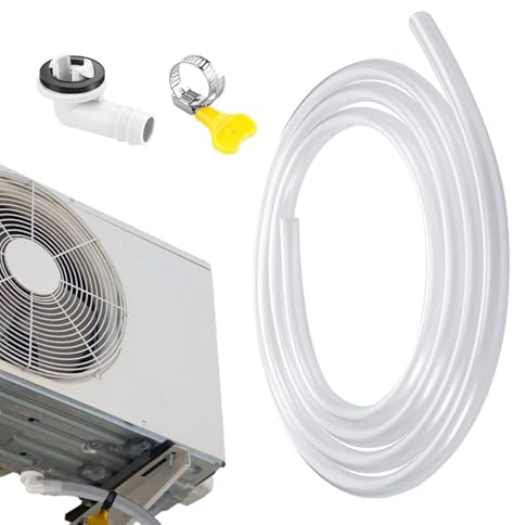 Manguera de drenaje portátil de CA – Accesorios de drenaje de aire acondicionado, de manguera apretado | Tubo impermeable con adaptador de conexión perfectamente ajustado y abrazadera de