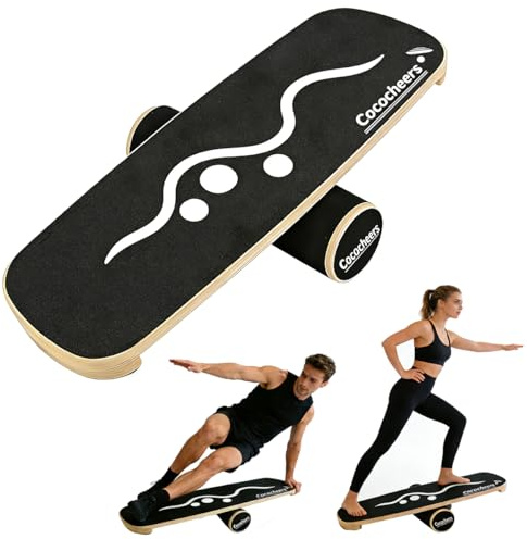 Balance Board,Featuring A Wooden Wobble Board With A Non-Slip Textured Surface,Pilates Board With Rollers,Suitable For Balance And Core Training At Home Or In The Gym