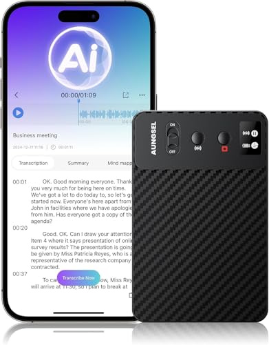 AI Voice Recorder, Transcribe & Summarize AI Audio Recorder, Support 121 Languages, 64GB Memory, Wireless Charging, App/Web Control, Digital Recording Device for Lectures, Meetings, Calls