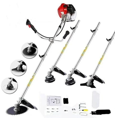 Weed Wacker 58CC String Trimmer Gas Trimmer Powered 18.5 Cutting Path 4 in 1 Gas Weed Eater with 4 Detachable Heads Straight Shaft 2-Cycle Brush Cutter for Weed, Brush(Orange