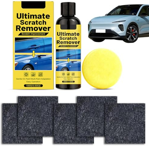 Kratzer Entferner für Auto – 5 Stück Magische Tücher + Schwamm Set zur Beseitigung von leichten Kratzern, Lackreparatur-Set (100g) (1)