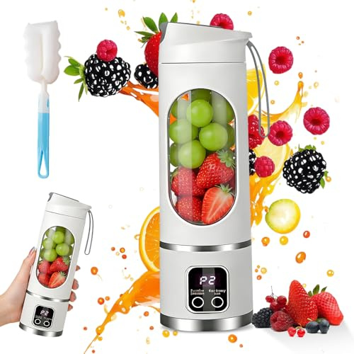 HOVCEH Portable Juicer Blender,450ml Mini Smoothie Maker,Personal Blender USB Rechargeable,Fruit Mixer Bottle with 12 Blades for Fruit,Milkshakes,Protein Drinks,Fresh Iced Drinks,for Travel,Outdoor