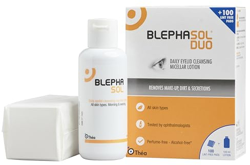 Blephasol Duo 100 ml Micellar Eyelid Cleansing Lotion with 100 Lint-Free Pads | Effective and Gentle Cleansing for Make-Up Removal, Inflamed and Sensitive Eyelids | Soap & Alcohol-Free