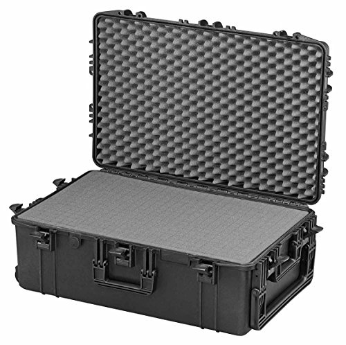 Extra Large Mobile Wheeled Waterproof Dustproof IP67 Rated Hard Protective Camera Case Trunk with Foam – Perfect for Lenses Video Accessories