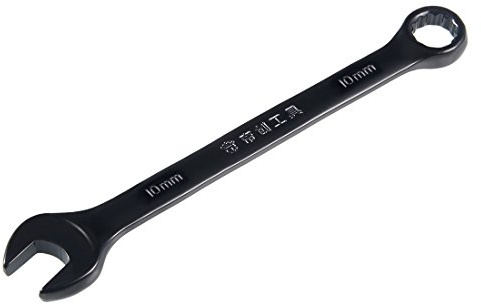 sourcing map Métrica 10 mm Caja de 12 puntos Llave combinada de extremo abierto Recubrimiento de electroforesis negro, Cr-V