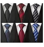 Adulove Men's Necktie Classic Silk Tie Woven Jacquard Neck Ties 6 PCS