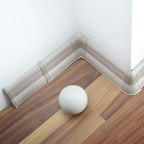 DQ-PP 40m Sockelleisten 62mm PVC Esche grau Laminatleisten Fussleisten aus Kunststoff PVC Dekore