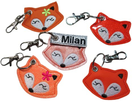 FUCHS mit Namen personalisierbar Schlüsselanhänger Taschenanhänger tolles Geschenk z. Geburtstag Einschulung Kindergarten