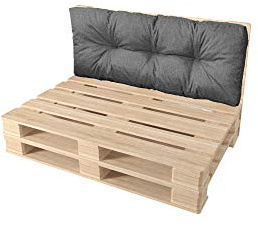 Pillows24 Palettenkissen Rückenlehne 120x40, Wasserabweisend & UV-fest | Palettenkissen Outdoor & Indoor für Europaletten 120x80, Palettenuflage für Palettensofa, für Garten, Made in EU, Dunkelgrau