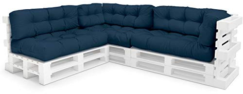 Spatium Palettenkissen Set abnehmbar Bezug wasserdicht gesteppt Palettenauflage Palettenpolster Palettensofa Palettenmöbel Dunkelblau 8er Set
