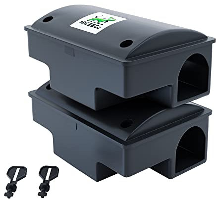 Mice&Co Scatole di Esca per Ratti e Topi con Chiave - Trappola per Ratti Professionale - Stazione di Esche per Roditori, Scatola Porta Esche | Pack 2 Unità