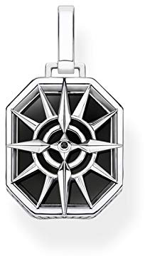 THOMAS SABO Anhänger Kompass Stern schwarz 925 Sterlingsilber, Geschwärzt