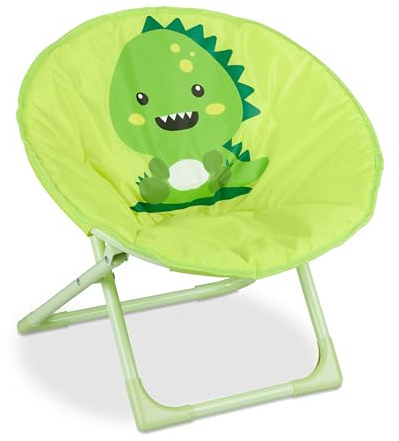 Relaxdays Moonchair Kinder, Monster, faltbar, HxBxT: 47 x 50 x 48 cm, Kinderstuhl draußen & drinnen, Kindersessel, grün