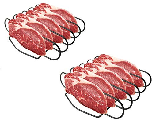 Support Pour Barbecue Support Pour Côtes En Acier Inoxydable Pour Griller Des Côtelettes D'agneau, Des Steaks Et Des Côtes Passe Au Lave-Vaisselle Barbecue Au Gaz Et Au Charbon(28 X 29 X 8 Cm)