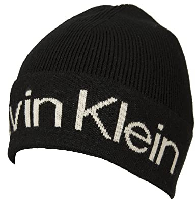 Calvin Klein Beanie Mütze CK Mütze mit Logobündchen Artikel K60K608518 ECO Knit Beanie Made IN Italy