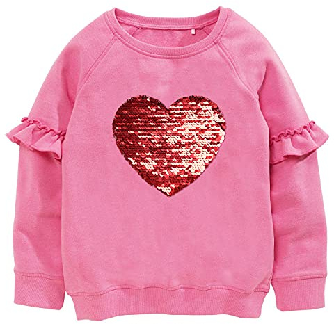 CM-Kid Sweatshirt Mädchen Langarm Shirt Pailletten Kinder Pullover Baumwolle 5 6 Jahre Herzform Rosenrot Gr.116