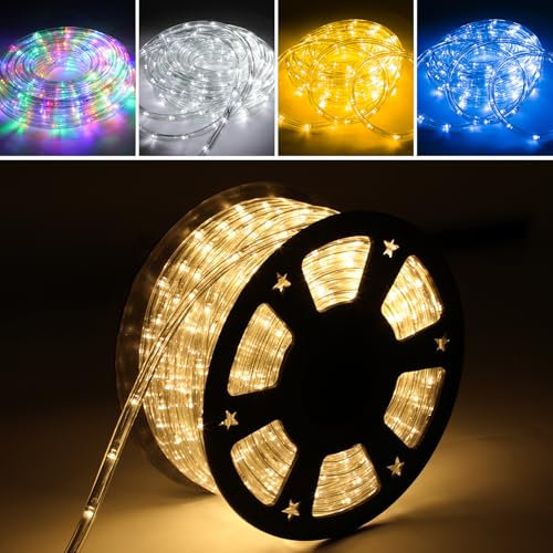 Gimisgu Lichterschlauch Aussen 10m Led Schlauch Warmweiß 240 Led Lichtschlauch mit Timing Controller Lichtschlauch Außen IP20 Wasserfest Lichterschlauch Innen für Balkon Party Hochzeit