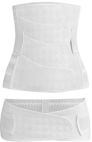WANYIG 3 in 1 Postpartum Gürtel für Damen Atmungsaktiv Beckengürtel/Taillengürtel/Bauchgurt Schwangerschaftsgürtel Nach Geburt Rückbildungsgürtel Kaiserschnitt Postnatal Bauchband(Weiß, XXL)