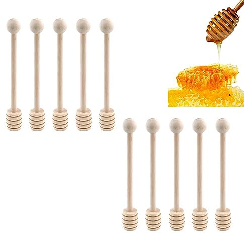Curqia Lot de 10 cuillères à miel en bois fabriquées à la main - 15,2 cm