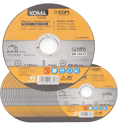Pack 25 Discos de Corte para Hierro Acero Inoxidable Metal Inox Extra Fino 115mm x 1mm x 22,2mm Discos para radial amoladora