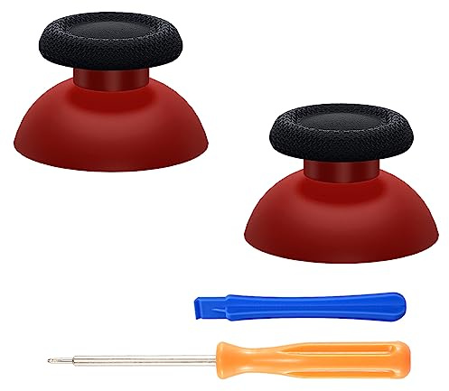 eXtremeRate Joystick Aufsätze für ps5 & für ps4 Controller Thumbstick Kappen Analogstick Buttons Ersatz Thumb Grips Sticks für ps5 Zubehör für ps4 Pro Slim Controller-Karminrot&Schwarz