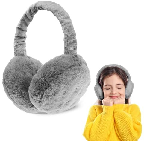 Riisoyu Cache-Oreilles, Mode Classique Cache-oreilles en Peluche pliable Unisexe Cache Oreilles Pliables Doux Cache Oreilles Chauds Pour l'extérieur homme e Dames Cadeau L'hiver, Gris