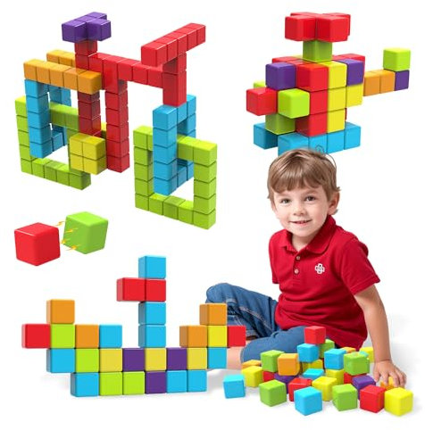 Pairez Toys Blocchi da costruzione magnetici, 1,65 pollici, grandi dadi magnetici impilabili per bambini, giocattoli sensoriali e montessori per ragazzi e ragazze di 1, 2, 3 anni (36 pezzi)