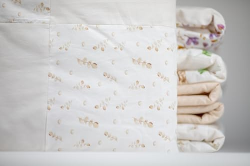 Baby Decke Kinderdecke, Neugeborenen Decke, Patchwork Krabbeldecke 100% Baumwolle 80 x 80 cm mit Tieren und Blumen (Boho Eucalyptus)