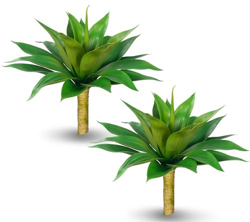 Ttranewsoo Artificial Agave Plants,Large UV Resistant Fake Agave Planters for Indoor and Outdoor Decorating Plantas Artificiales Decorativas Grandes(2Pack, 28)