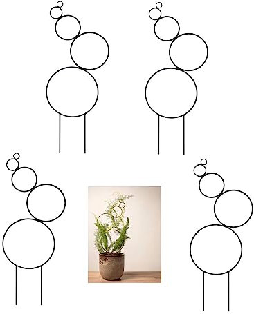 4 Piezas De Enrejado De Metal Pequeño para Plantas En Macetas, Enrejado De Plantas De Interior, Mini Enrejado De Jardín para Plantas En Macetas, Hoya, Pothos, Flores, Monstera (Color : Black)