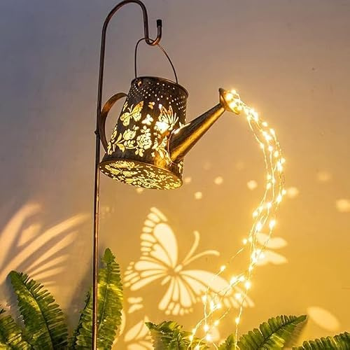 Asslye Annaffiatoio Giardino Solare da Esterno con Farfalla, Luci Solari da Giardino 36LED IP65 Impermeabile, Decorazioni Giardino per Esterno per Cortile, Terrazzo, Paesaggio, Patio