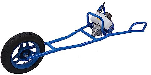 Broca de gasolina de 63 cc, 2 tiempos, 3 CV, taladro de tierra con carretilla, perforadora de suelo, para minas, para la agricultura, la silvicultura, la perforación de agujeros de tierra, color azul